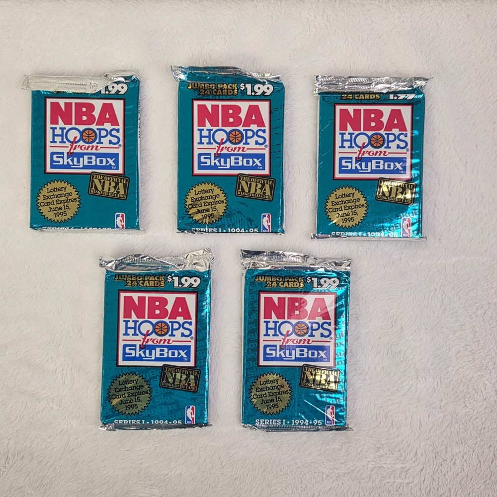 1994-95 SkyBox NBA Hoops Series 1 Lot of 5 Jumbo Sealed 24 Card Packs